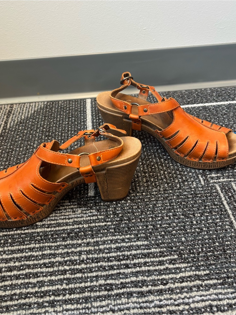 Dansko Randy Brandy Orange Leather Heeled Sandals Shoes Slingback 40 US 9.5-10 - Picture 6 of 10